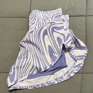 Abstract Lilac & White Athletic Skort with Built-In Shorts